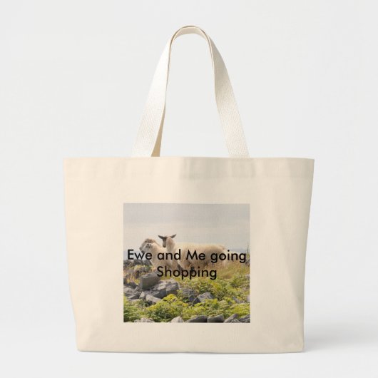 Quirky Design - Schapen in een veld Grote Tote Bag (Voorkant)
