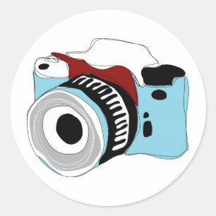 Quirky digitale camera illustratie ronde sticker