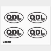 Quirky Dog Lady met beschrijving Ovale Sticker (Vel)