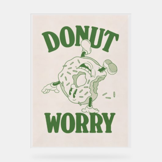 Quirky Donut Worry Poster – Green Donut Character (Voorkant)