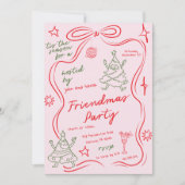 Quirky Doodle Christmas Friendmas Party Invitation Kaart (Voorkant)