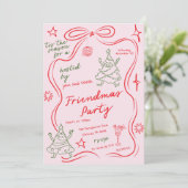 Quirky Doodle Christmas Friendmas Party Invitation Kaart (Staand voorkant)