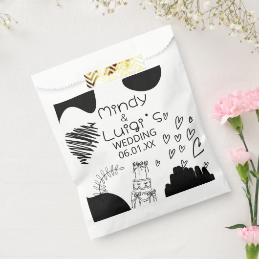 Quirky Doodle Shapes Script Wedding Bedankzakje (Gezegeld)
