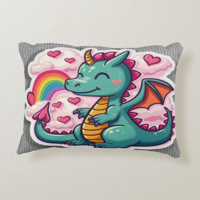 Quirky Dragon Delight Pillow Hoesje Accent Kussen (Achterkant)