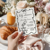 Quirky Drinks Tower Coquette Bow Baby Shower Kaart