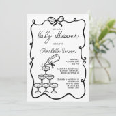 Quirky Drinks Tower Coquette Bow Baby Shower Kaart (Staand voorkant)