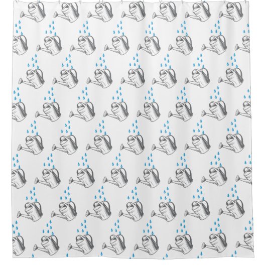 Quirky Dripping Watering Can Pattern Douchegordijn (Voorkant)