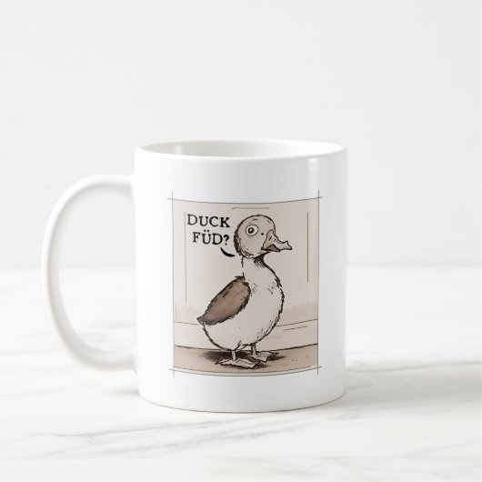 Quirky Duck Scandinavische Joke Cartoon Pastel Koffiemok (Links)
