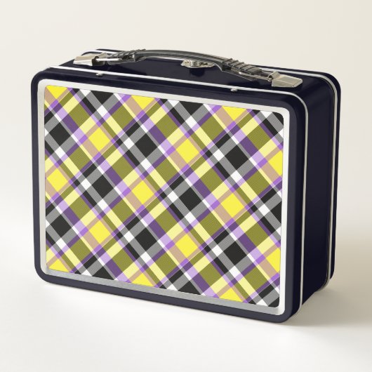 Quirky Eclectische Boho Nonbinary Plaid Pride Vlag (Achterkant)