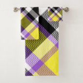 Quirky Eclectische Boho Nonbinary Plaid Pride Vlag Bad Handdoek (Insitu)