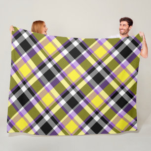 Quirky Eclectische Boho Nonbinary Plaid Pride Vlag Fleece Deken