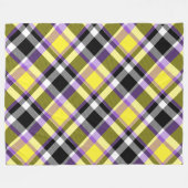 Quirky Eclectische Boho Nonbinary Plaid Pride Vlag Fleece Deken (Voorkant (Horizontaal))