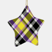Quirky Eclectische Boho Nonbinary Plaid Pride Vlag Keramisch Ornament (Rechts)