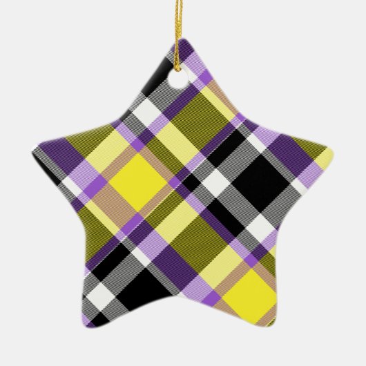 Quirky Eclectische Boho Nonbinary Plaid Pride Vlag Keramisch Ornament (Voorkant)