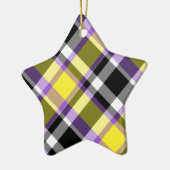 Quirky Eclectische Boho Nonbinary Plaid Pride Vlag Keramisch Ornament (Links)
