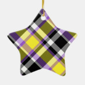 Quirky Eclectische Boho Nonbinary Plaid Pride Vlag Keramisch Ornament (Achterkant)