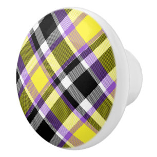 Quirky Eclectische Boho Nonbinary Plaid Pride Vlag Keramische Knop