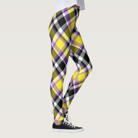 Quirky Eclectische Boho Nonbinary Plaid Pride Vlag Leggings (Rechts)