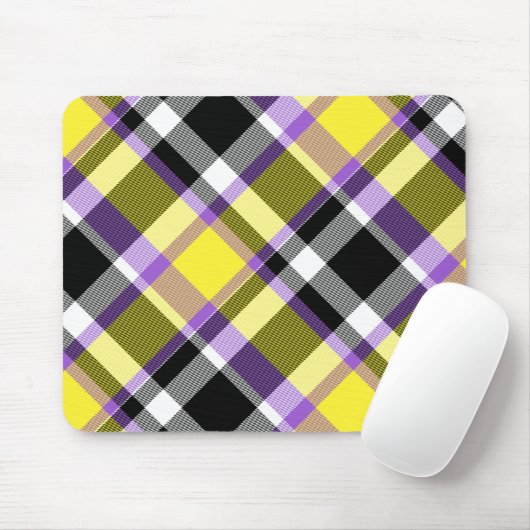 Quirky Eclectische Boho Nonbinary Plaid Pride Vlag Muismat (Met muis)