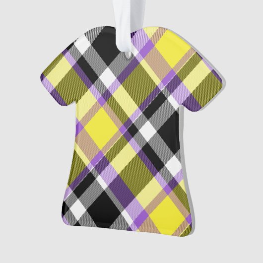 Quirky Eclectische Boho Nonbinary Plaid Pride Vlag Ornament (voorkant)