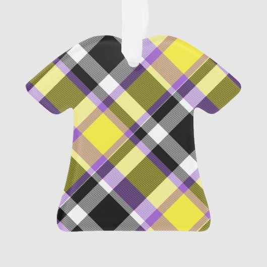 Quirky Eclectische Boho Nonbinary Plaid Pride Vlag Ornament (voorkant)