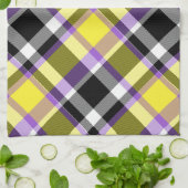 Quirky Eclectische Boho Nonbinary Plaid Pride Vlag Theedoek (Gevouwen)