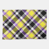 Quirky Eclectische Boho Nonbinary Plaid Pride Vlag Theedoek (Horizontaal)