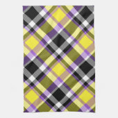 Quirky Eclectische Boho Nonbinary Plaid Pride Vlag Theedoek (Verticaal)