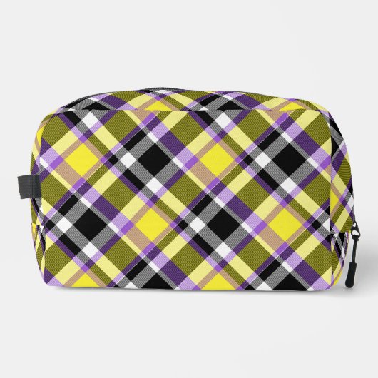 Quirky Eclectische Boho Nonbinary Plaid Pride Vlag Toilettasje (Voorkant)
