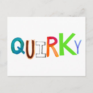 Quirky eigenaardig uniek, kleurrijk kunstwoord briefkaart