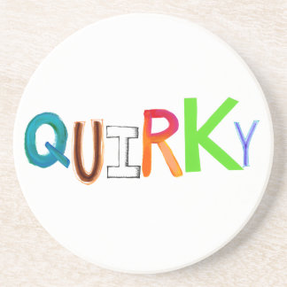 Quirky eigenaardig uniek, kleurrijk kunstwoord zandsteen onderzetter