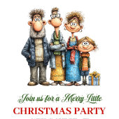 Quirky Family Holiday Party Printable Invitation Kaart