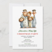 Quirky Family Modern Watercolor Holiday Invitation Kaart (Voorkant)