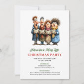 Quirky Family Red Green Holiday Party Invitation Kaart (Voorkant)