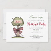 Quirky festive tree watercolor holiday invitation kaart (Voorkant)