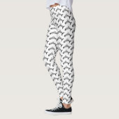 Quirky Fish Bone Black en White Pattern Leggings (Links)