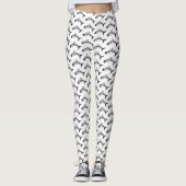 Quirky Fish Bone Black en White Pattern Leggings (Voorkant)