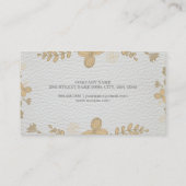 Quirky Floral Pattern White Leather Visitekaartje (Achterkant)