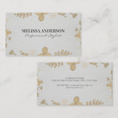 Quirky Floral Pattern White Leather Visitekaartje (Voorkant / Achterkant)