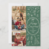 Quirky Forest Green Hand getekend Vrolijk Kerstfee Feestdagenkaart (Voorkant)