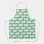 Quirky Fried Egg Graphic Pattern op Blauwgroen Schort (Voorkant)