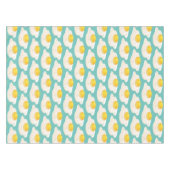 Quirky Fried Egg Graphic Pattern op Blauwgroen Tafelkleed (Voorkant (Horizontaal))