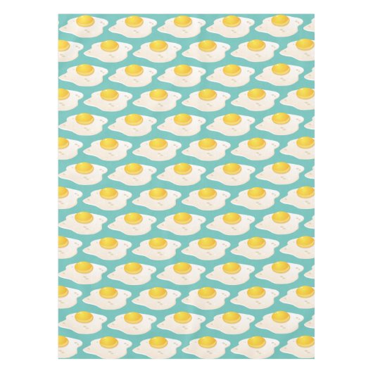 Quirky Fried Egg Graphic Pattern op Blauwgroen Tafelkleed (Voorkant)