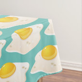 Quirky Fried Egg Graphic Pattern op Blauwgroen Tafelkleed (Voorbeeld)