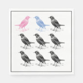 Quirky Fun Blue Roze Black Bird Servet (Voorkant)