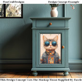 Quirky Fun Cool & Cute Cyberpunk Kat BC5 Découpage Tissuepapier