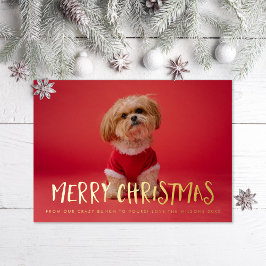 Quirky Fun Merry kerstfoto Folie Holiday Kaart