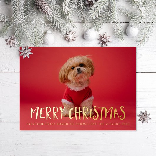Quirky Fun Merry kerstfoto Folie Holiday Kaart