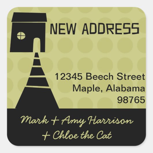 Quirky Fun New Address Avocado Vierkante Sticker (Voorkant)