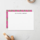 Quirky Fun Pink Angel Fish Notecard Notitiekaartje (Voorkant / Achterkant in situ)